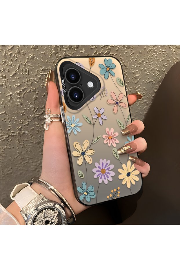 iPhone 17 Compatible Stylish Floral Pattern Anti-Drop Phone Case