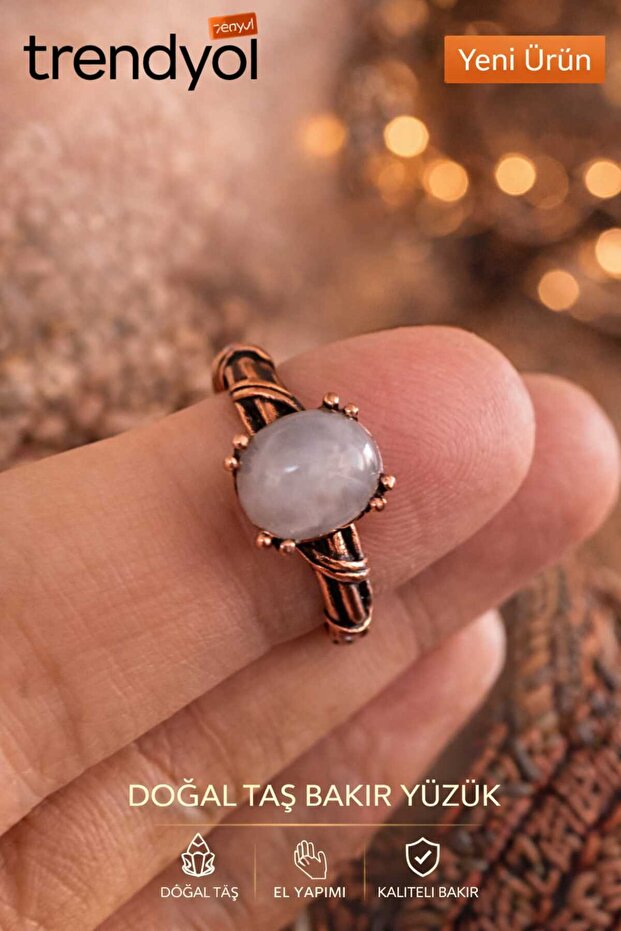 Natural Angelita-Stone Stylish Handcrafted Copper Ring