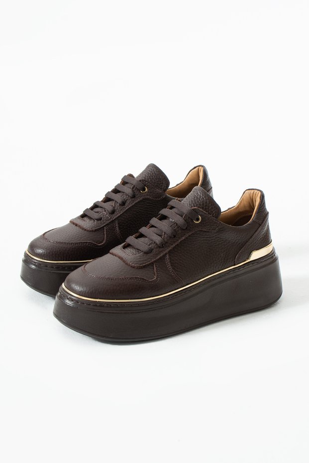 Nica Genuine Leather Women's Brown Casual Comfortable Sneaker Shoes