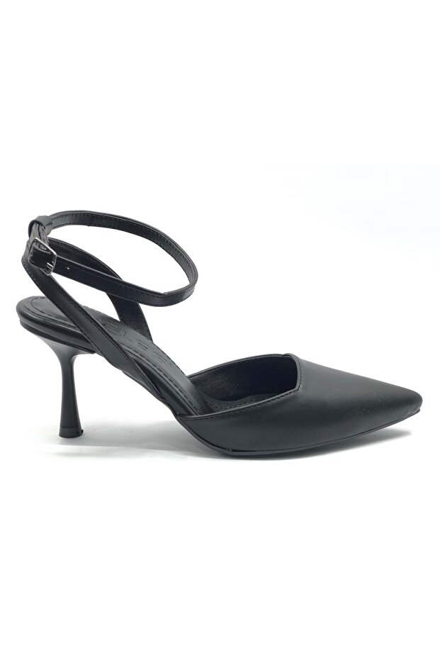 Feles open back stiletto women's high heel shoes black