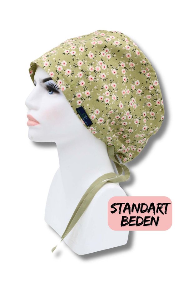 Standard Size Green Flower Garden Surgical Cap Doctor Nurse Health Worker Hospital Cap