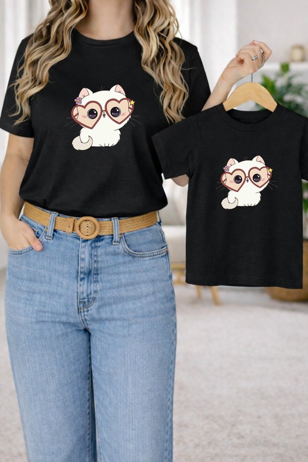 T-Shirt Mother Daughter Combination Oversize – Mother & Child Twin Printed T-Shirt (Single Price)