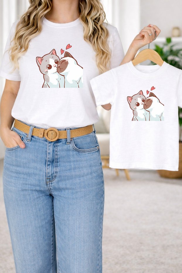 T-Shirt Mother Daughter Combination Oversize – Mother & Child Twin Printed T-Shirt (Single Price)