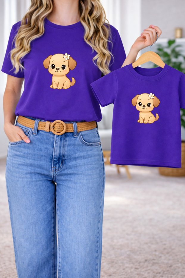 T-Shirt Mother Daughter Combination Oversize – Mother & Child Twin Printed T-Shirt (Single Price)