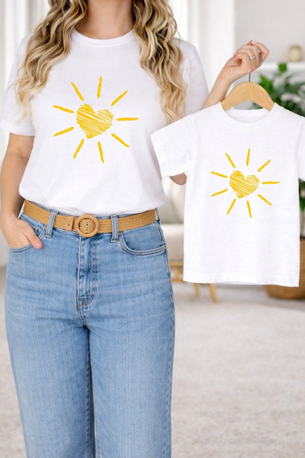 T-Shirt Mother Daughter Combination Oversize – Mother & Child Twin Printed T-Shirt (Single Price)