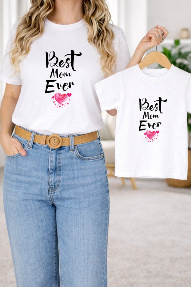 T-Shirt Mother Daughter Combination Oversize – Mother & Child Twin Printed T-Shirt (Single Price)