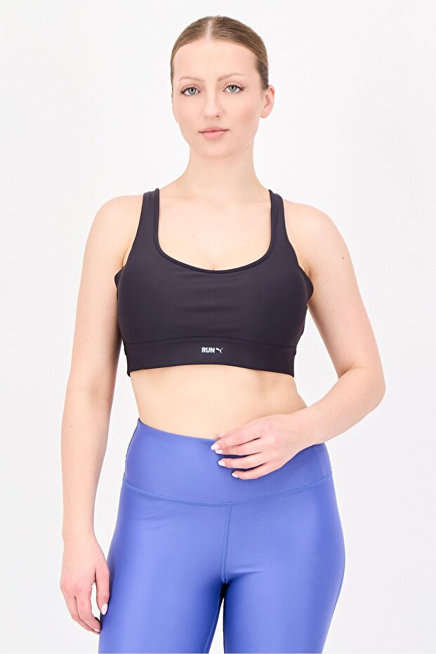 Women Lightly Padded Running Sports Bra, Dark Grey