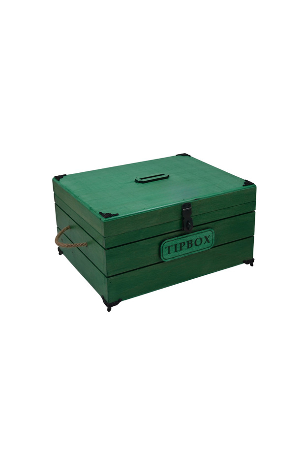 Green Typebox Wooden Box 24X14X12 cm Multi-Purpose Tip and Item Box