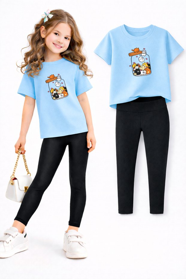 Girl's Leggings and T-Shirt Set/ Mother-Daughter Matching Outfit