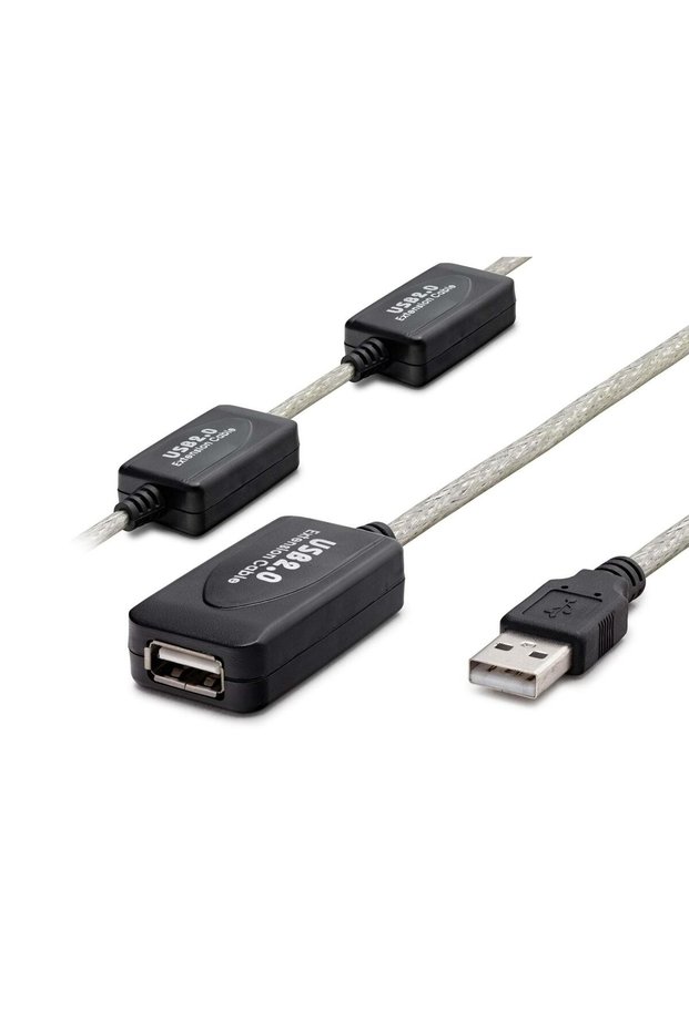 15Mt Silver Black USB Extension Cable for Office Home Office Devices