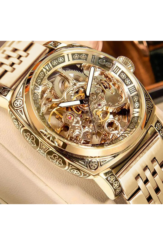 Option 1 Multicolor A MEN'S Black Zinc Alloy Business Style Luminous Carved Fully Automatic Tourbill