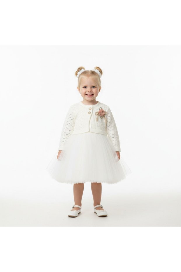Knitwear Bolero Girls' Tulle Dress