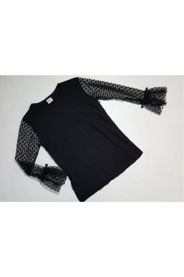 KIZ ÇOCUK SİYAH İSPANYOL TSHIRT - 1