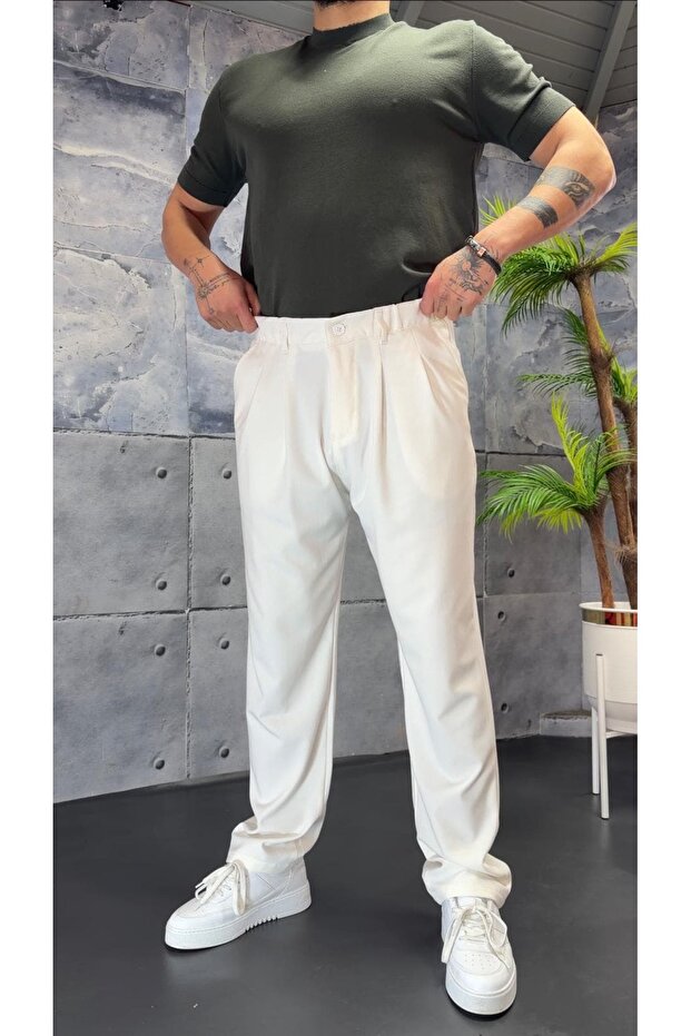 Pile Detailed Premium Fabric Baggy Trousers