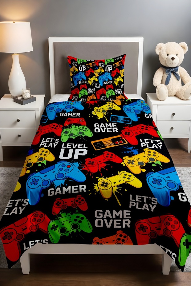 Game Passion Patterned Single Baby Kids Piqué Set