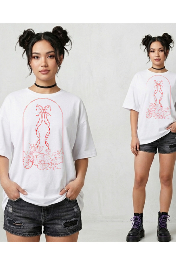 Frame Ribbon Printed Oversize T-Shirt