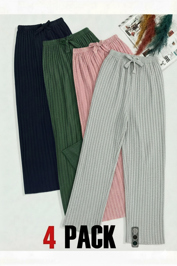 4-Piece Women's Lycra Comfortable Pants & Sweatpants, Casual Comfortable Home Wear Pajamas