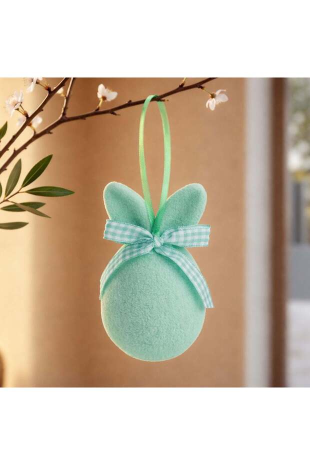 Decorative Easter Egg Mint Green with Rabbit Ears 10 centimeters