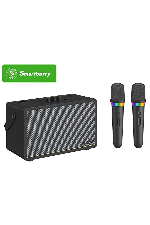 Smartbarry M91 Wireless Karaoke Speaker with Dual Microphones RGB LED Lights