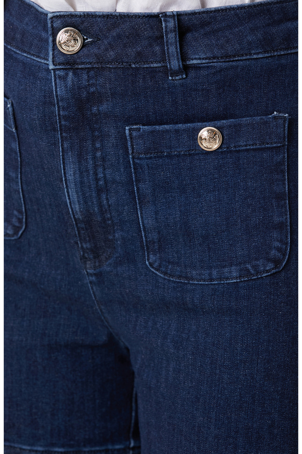 İndigo Cep Detaylı Denim Şort - 5