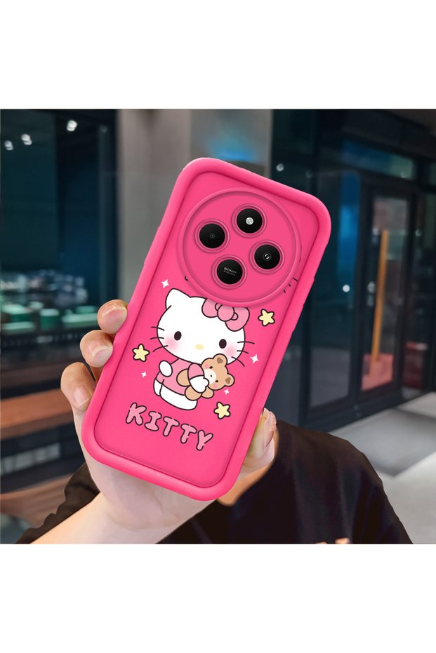 Redmi A4 Compatible Pink Red Silicone Case Shockproof Camera Protection
