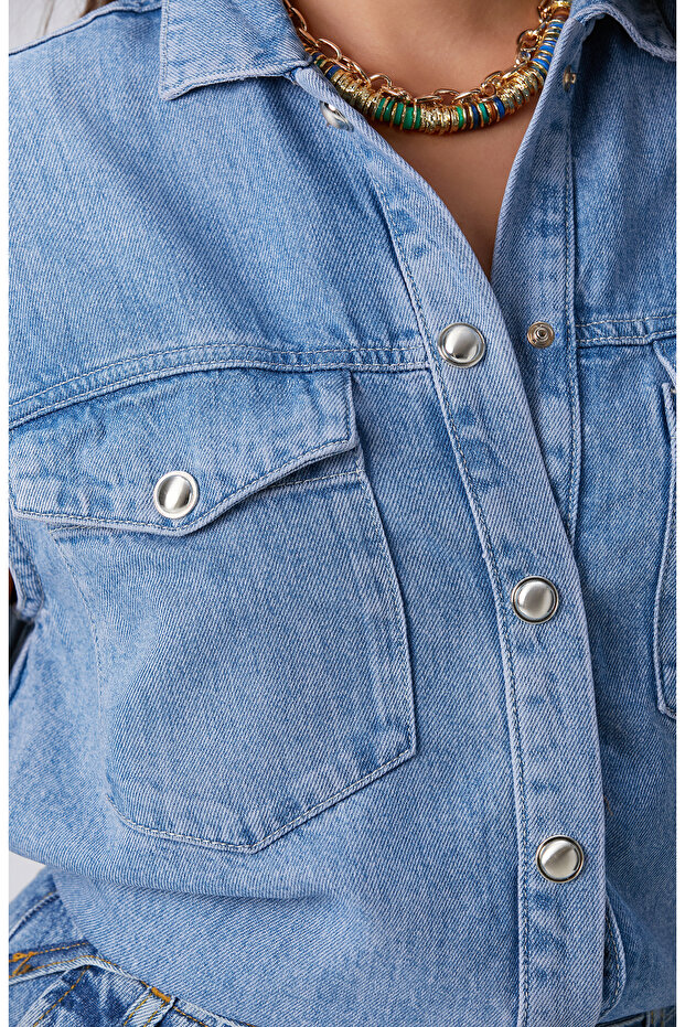 Indigo Tencel Denim Gömlek - 6