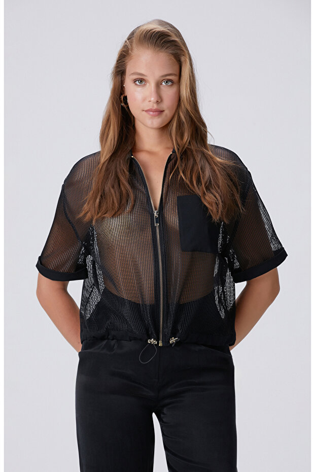 Siyah File Ceket - 5