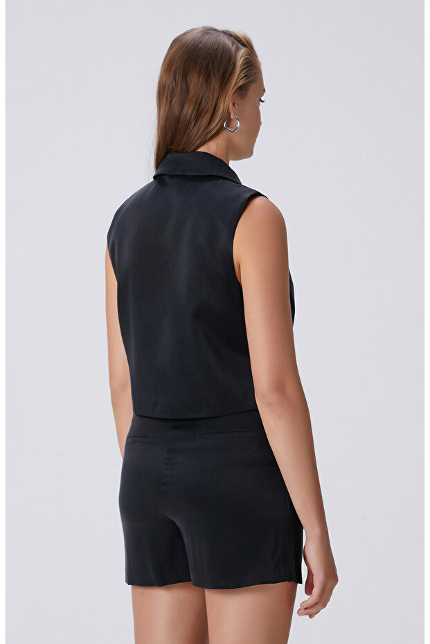 Siyah Cupro Yelek - 5