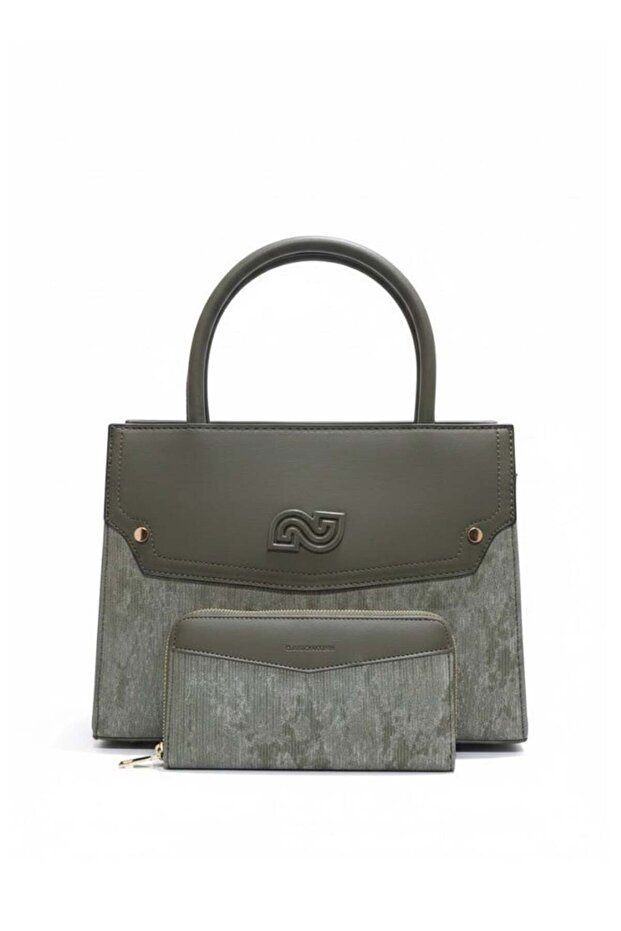 Army green Women’s Satchel Handbag with Matching Small Wallet