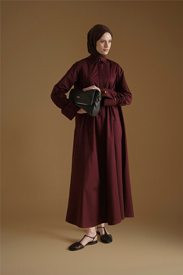 Oversize Tunik Elbise Mürdüm - 2