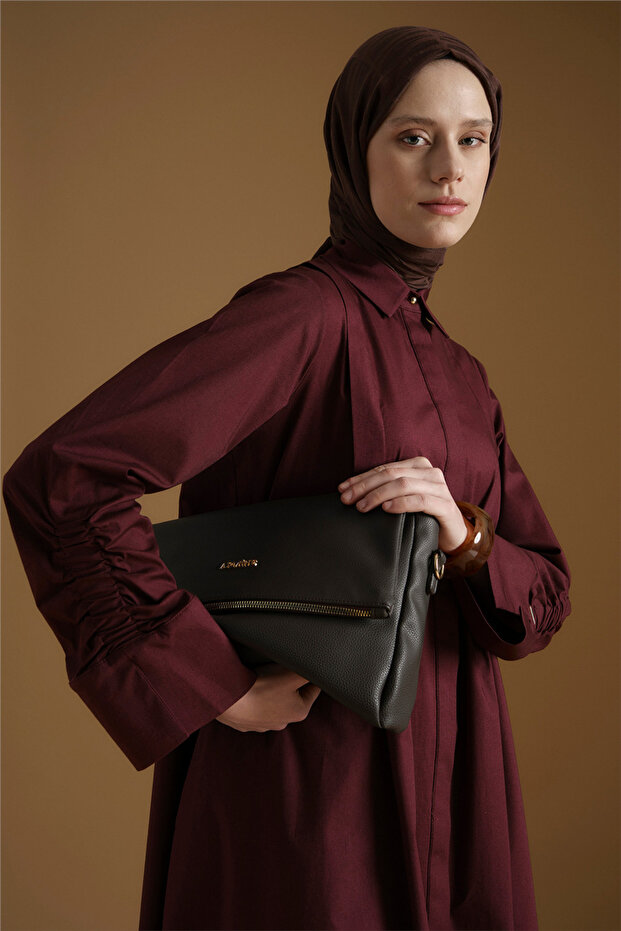 Oversize Tunik Elbise Mürdüm - 4