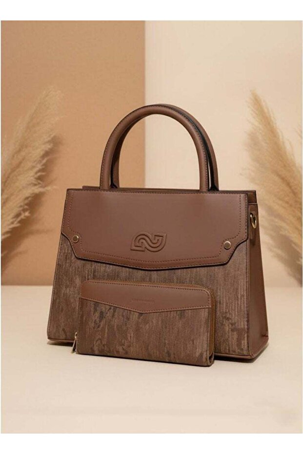 Brown Women’s Satchel Handbag with Matching Small Wallet