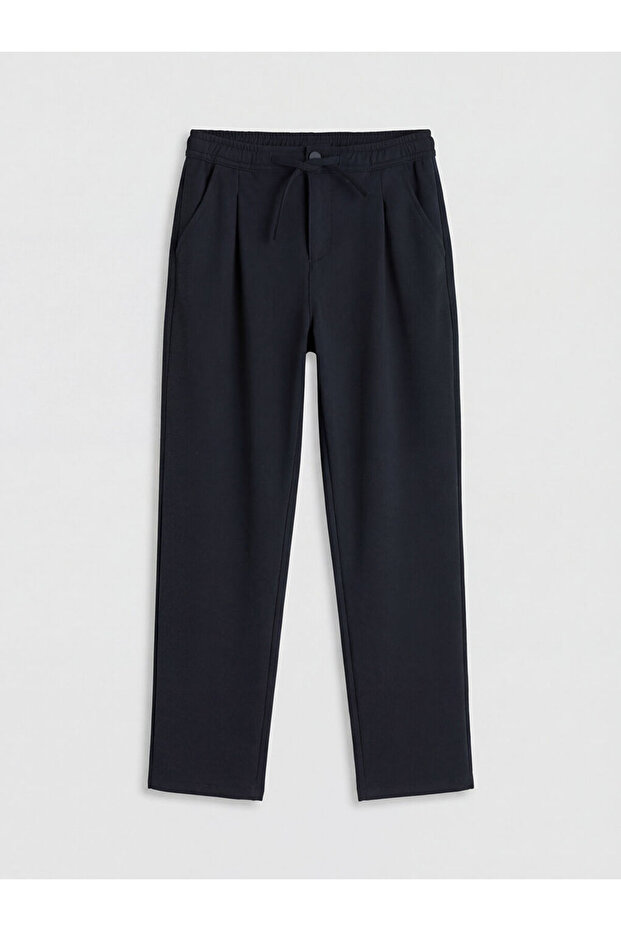 Navy Blue Regular Fit Boys' Pleated Trousers