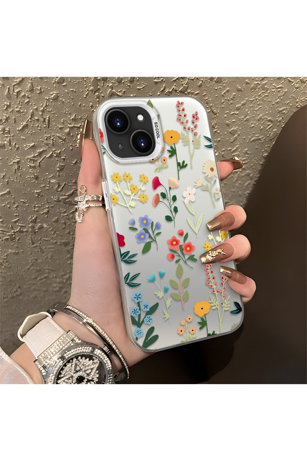 iPhone 15 Compatible Stylish Floral Scratch-Resistant Phone Case