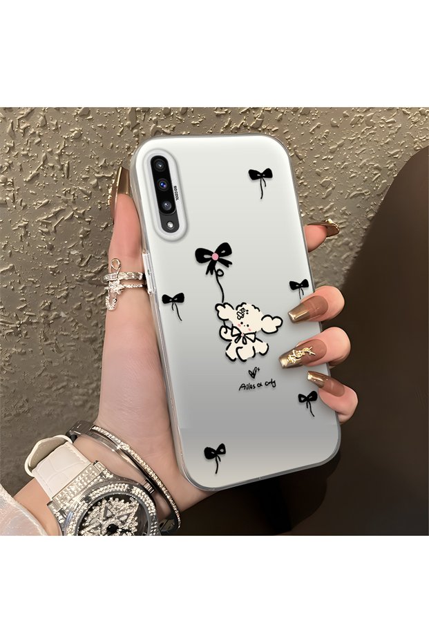 Samsung Galaxy A50/A50S/A30S Compatible Stylish Phone Case with Bow and Ribbon Dog Figure