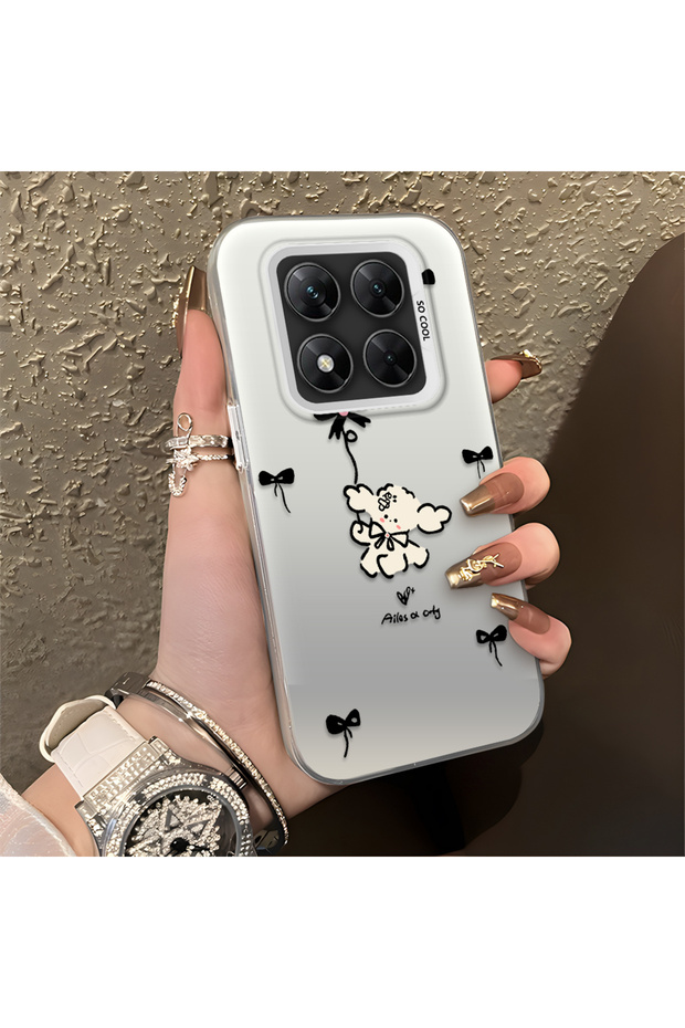 Poco X7 Compatible Stylish Phone Case with Bow and Ribbon Dog Figure