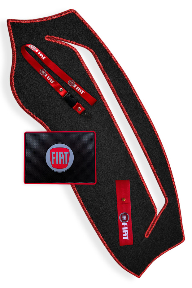 Fiat Fiorino Front Chest and Glove Box Protection Mat + Anti-Slip Pad + Mirror Hanger + Bumper Towing Strap Set