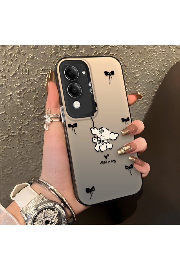 Vivo Y04 Compatible Stylish Phone Case with Bow and Ribbon Dog Figure