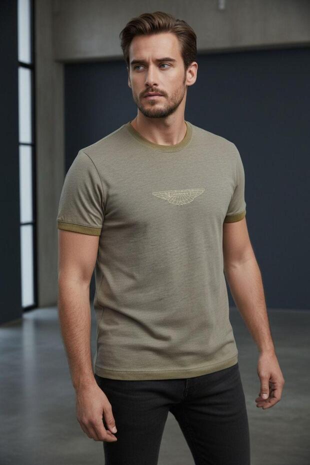 Men's Printed Single Jersey Fabric Basic T-Shirt Slim Fit Cotton Men's T-Shirt-180