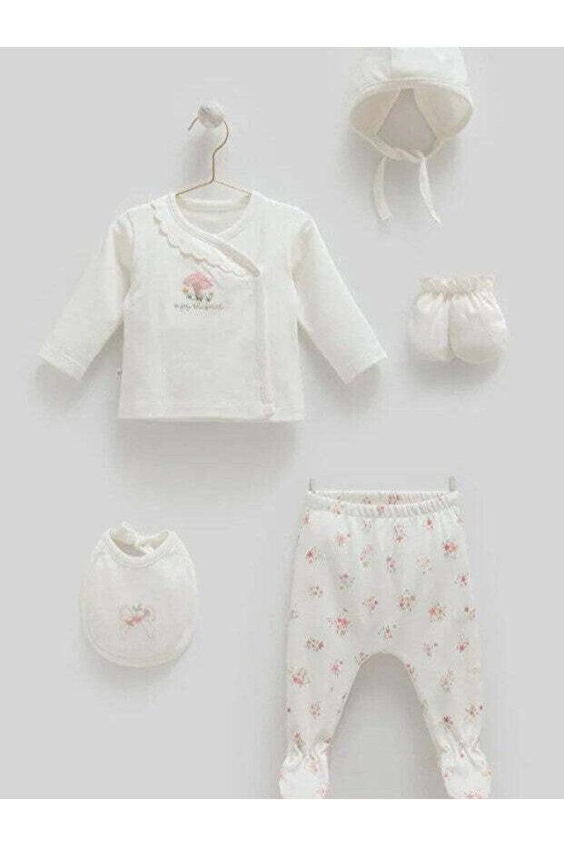 Magic Forest 5-Piece Baby Girl Newborn Set-Ecru