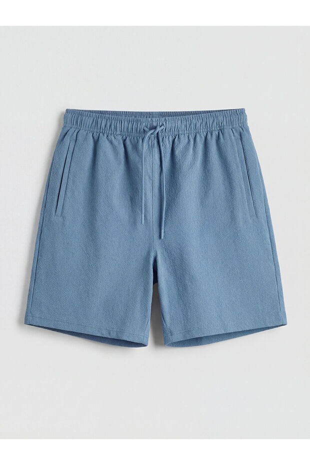 Blue short length men's swim shorts from gulis clothing