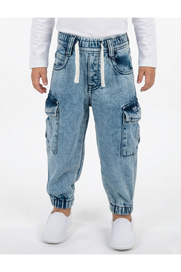 Boys Denim Cargo Joggers, 18M