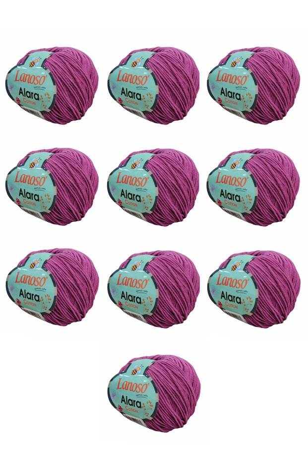 Alara Cotton Yarn 10-Pack 50 Gr 140 m Cotton and Acrylic (950) Amigurumi and Knitting Yarn