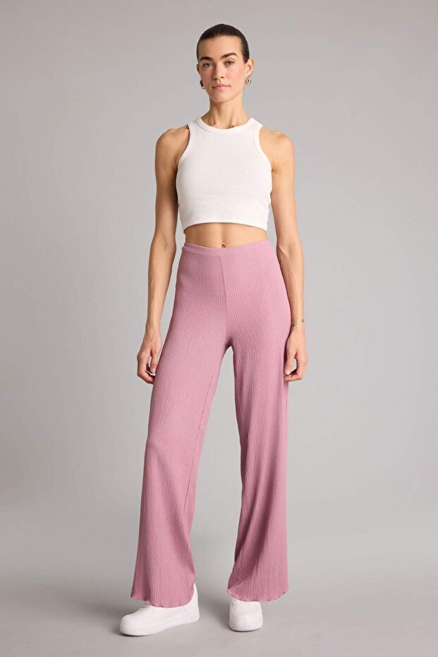 Wide Leg Wrinkled Textured Trousers H0938Ax26Sm