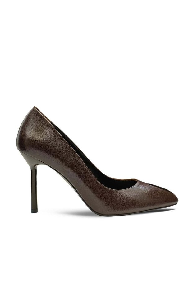 Genuine Leather High Heeled Women's Shoes 2116 Brown