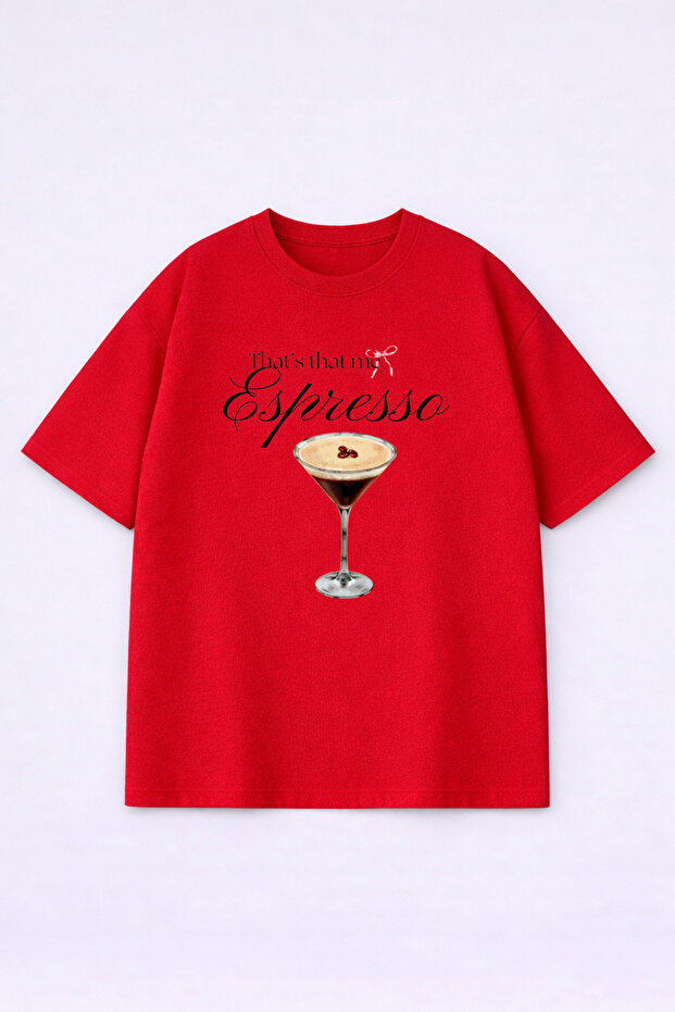 Espresso Printed Oversize Women's Cotton T-Shirt - T-Shirt