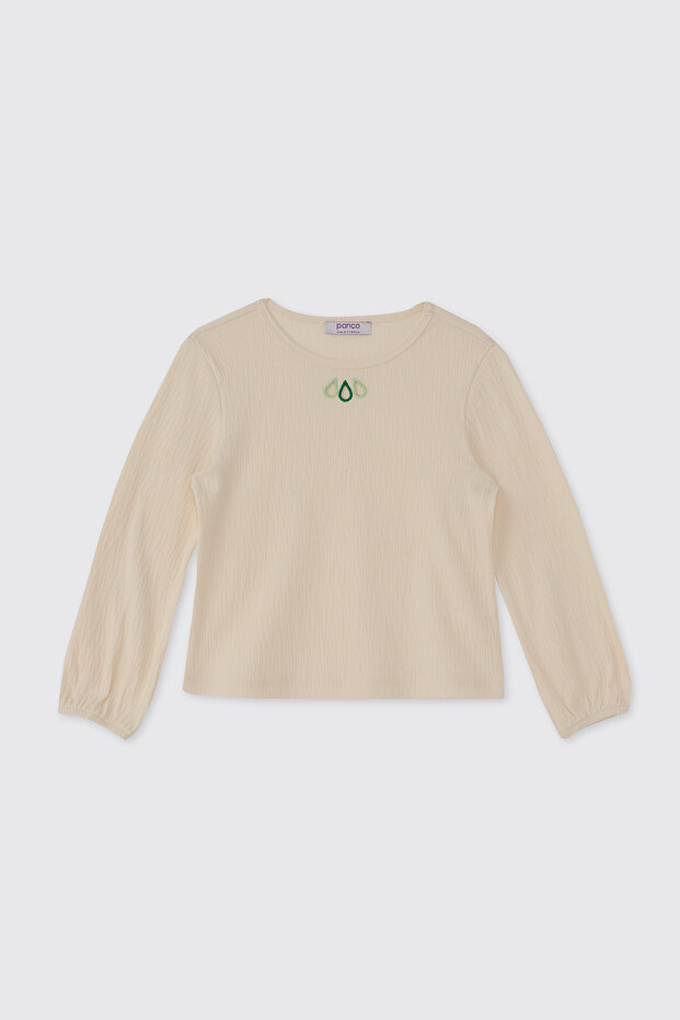 Girls' Long Sleeve Ecru T-Shirt