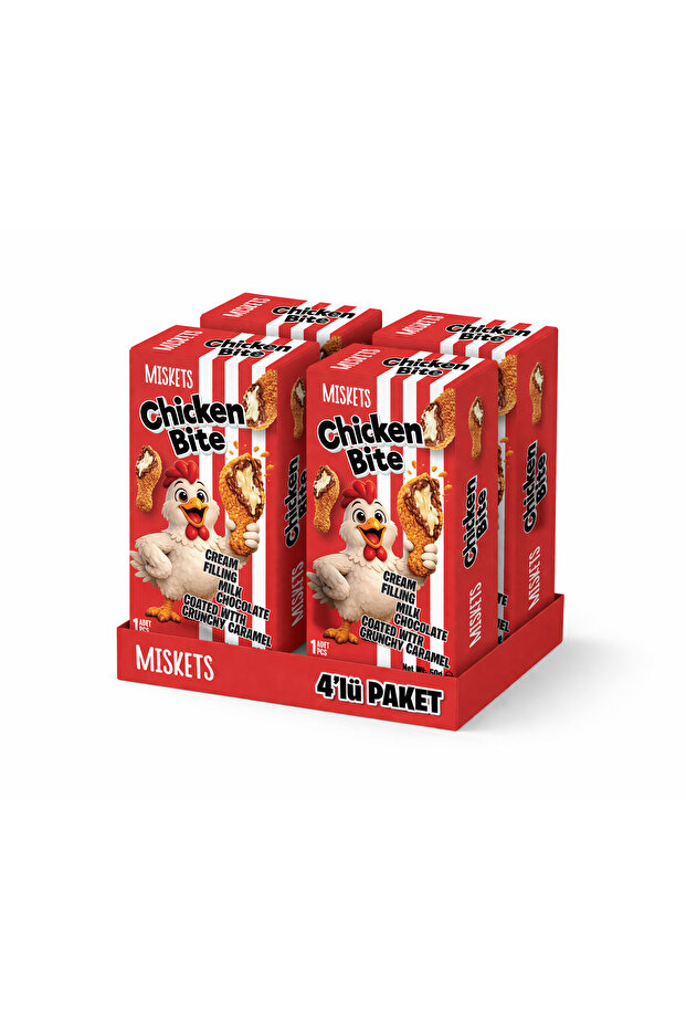 Miskets Chicken Bite Tavuk Budu Çikolata – Akışkan Karamelize Bisküvi Kaplı Krema Dolgulu Çikolata (4 Adet)