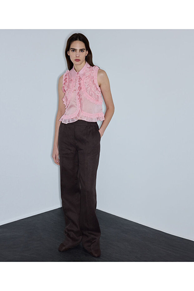 Fırfır şeritli bluz - 5