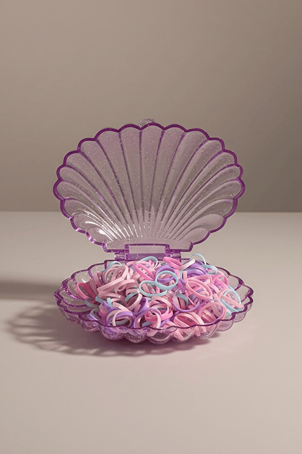Mixed Color Perma Rubber Buckle with Purple Color Sea Shell Figure